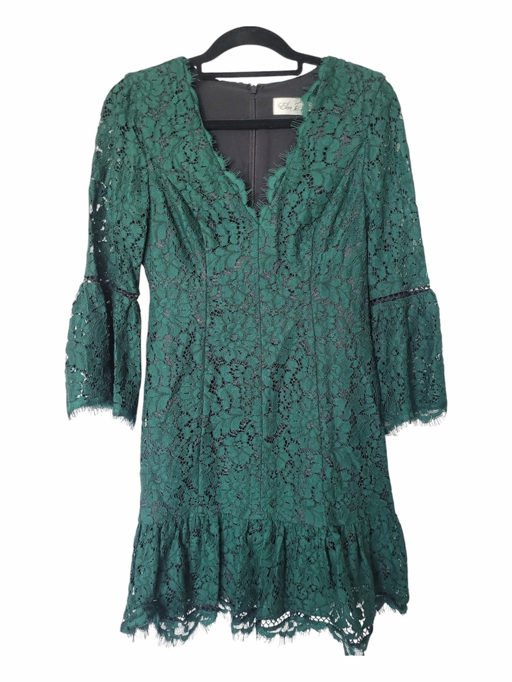✅ Eliza J Emerald Green Lace Mini Dress size 4